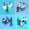 Doctor Patient Isometric Icon Set