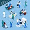 Doctor And Patient Isometric People Icon Set