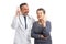 Doctor and patient making revelation gesture