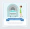 Doctor and patient in MRI room at hospital, health worker banner flat vector element for website or mobile app