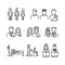 Doctor, patient, nurse thin line icons set