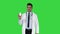 Doctor physician presenting medicine on a Green Screen, Chroma Key.