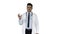 Doctor physician presenting medicine on white background.