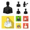 The doctor, the pilot, the waitress, the builder, the mason.Profession set collection icons in black, flat style vector