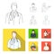 The doctor, the pilot, the waitress, the builder, the mason.Profession set collection icons in outline,flat style vector