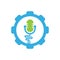 Doctor podcast gear shape concept vector logo design.