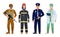 Doctor, policeman, fireman, military guard men