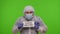 Doctor in PPE suit with text inscription - Please, Help Me n chroma key, coronavirus pandemic