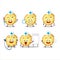 Doctor profession emoticon with lemon tart cartoon character