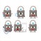 Doctor profession emoticon with lock cartoon character