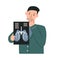 Doctor pulmonologist holding x-ray photo isolated