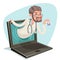 Doctor quality treatment call card online presentation advertisement laptop internet monitor cartoon character design