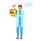Doctor recommending fresh fruits and vegetables consumption flat vector illustration