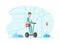 Doctor Riding Gyro Scooter to Sick Patient Home, Medicine Pharmacy Delivery Concept Flat Vector Illustration