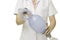 Doctor\'s hand holds breathing bag with face mask