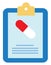 Doctor`s prescription clipped to a blue-colored writing pad/Medical history of a person vector or color illustration