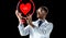 Doctor or scientist with heart rate projection