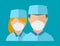 Doctor spetialist vector avatar face medical staff people. Medical doc specialists concept flat design people character
