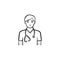 Doctor with stethoscope hand drawn outline doodle icon.