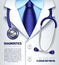 Doctor stethoscope vector background medical diagnostics concept