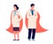 Doctor superhero. Medical team, doctors wear red super hero cape. Hospital worker, nurse emergency staff. Medicine