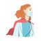 Doctor Superhero Wearing Medical Mask and Cape, Woman Doctor Fighting Against Viruses, Healthcare and Safety Concept