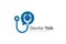 Doctor talk logo design template. Stethoscope isolated on bubble chat symbol