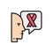 Doctor talks about breast cancer, malignant tumor, oncology flat color line icon