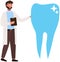 Doctor talks about teeth. Medical consultation about dentistry. Oral care and hygiene symbol