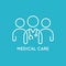 Doctor team icon line medical concept on blue background