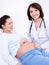 Doctor touches the belly\'s pregnant