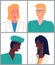 Doctor, veterinarian, physician, therapist collection of avatars, portraits, mix race medical staff