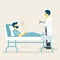 A doctor visit an inpatient in the hospital, Medical illustration