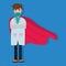 Doctor wear face mask and hero cloak for doctor hero concept vector illustration