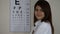 Doctor wear a glasses in front of eye chart