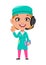Doctor woman cartoon characterDoctor woman cartoon character. Beautiful female doctor consulting patients by phone