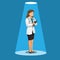 Doctor woman or female scientist standing concept in cartoon illustration vector