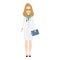 Doctor woman in medical gown with stethoscope. Cute cartoon doctor character. Vector illustration