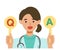 Doctor Woman wearing lab coats. Healthcare conceptWoman cartoon character. People face profiles avatars and icons. Concept for