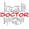 Doctor Word Cloud Concept in red and black