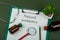 Doctor workplace - red stethoscope, medical bottles and clipboard with text & x22;Natural probiotics