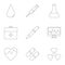 Doctoral icons set, outline style