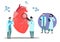 Doctors consult each other. On the work of the heart With an irregular heart rate Flat vector illustration Concept of health and