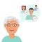 Doctors for eldery patients or senior people cartoon vector illustration. Eldery people in need of consultation with