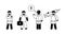 Doctors icons set, vaccination health protection, ambulance, stick figure