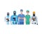 Doctors staff wearing medical masks and biosafety suit