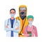 Doctors staff wearing medical masks and biosafety suit