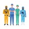 Doctors staff wearing medical masks and biosafety suit