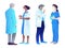 Doctors standing and talking isolated on a white background. Medical digital vector about the working day of doctors and nurses