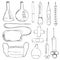 Doctors tool set. Doodle items on a medical theme. Vector illustration